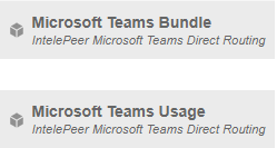 The Microsoft Teams Bundle and Microsoft Teams Usage menu options in the Customer Portal